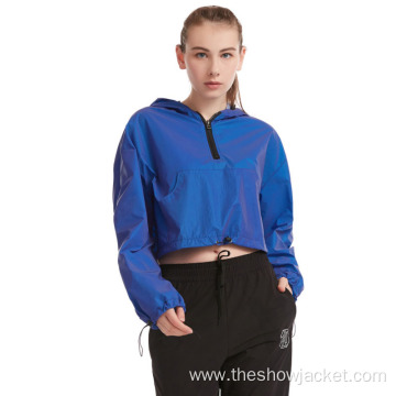 OEM Service Women Crop Rainbow Reflective Windbreaker Jacket